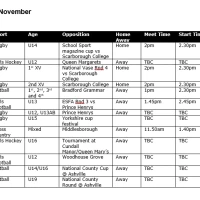 Fixtures wc 4 Nov