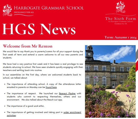 HGS News front page for website