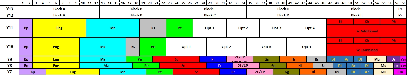 updated curriculum table for website